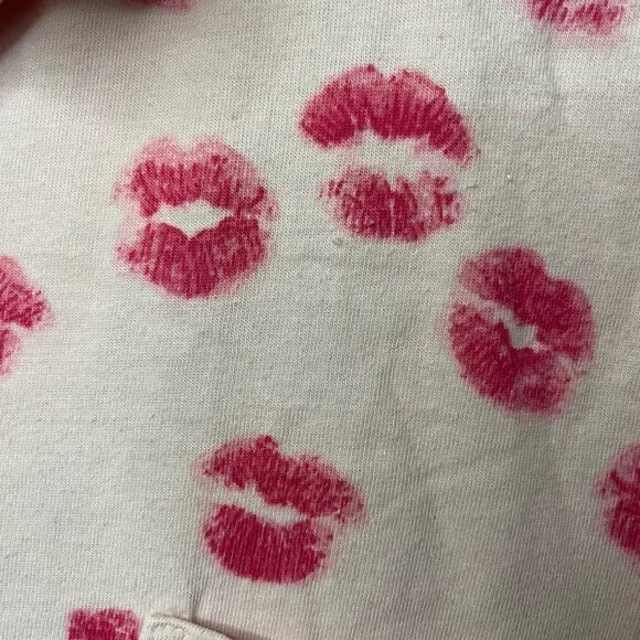 DKNY Womens XL Pink Kiss Print Pajama Top Cotton & Modal Long Sleeve Button-Up - Picture 6 of 9